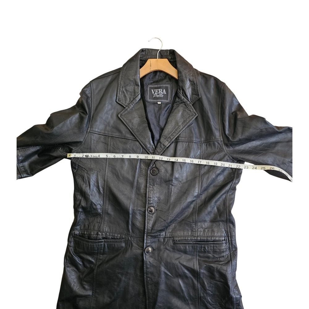 Vera Pelle Vintage Long Black Leather Coat – Men's - Picture 5 of 8